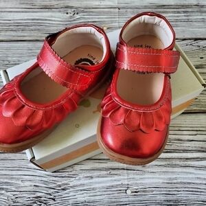 Livie and Luca Ruche Mary Jane Shoes Metallic Red New Without Box